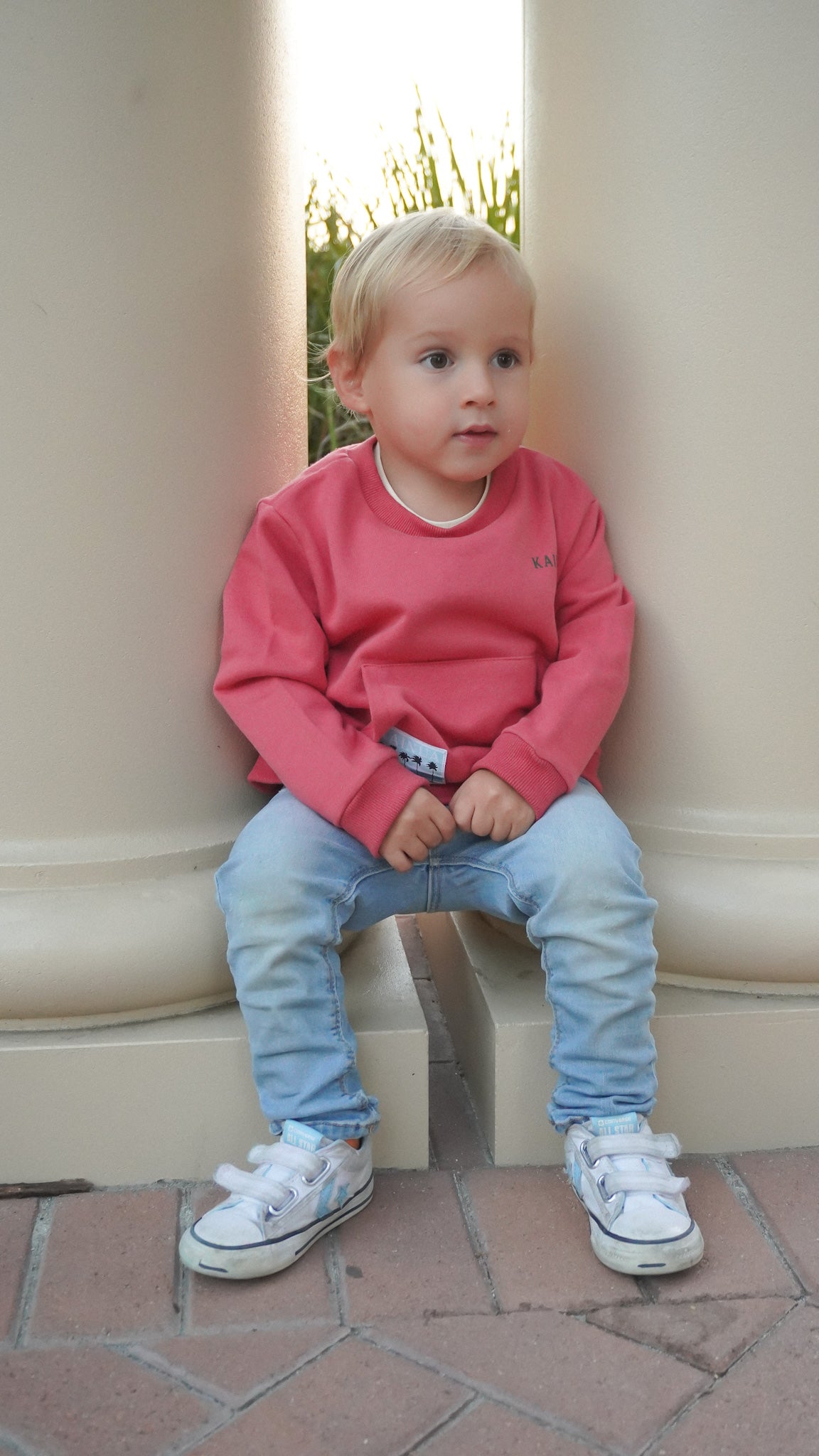 Skeleton Bay Sweatshirt with kangaroo pocket red- Kids