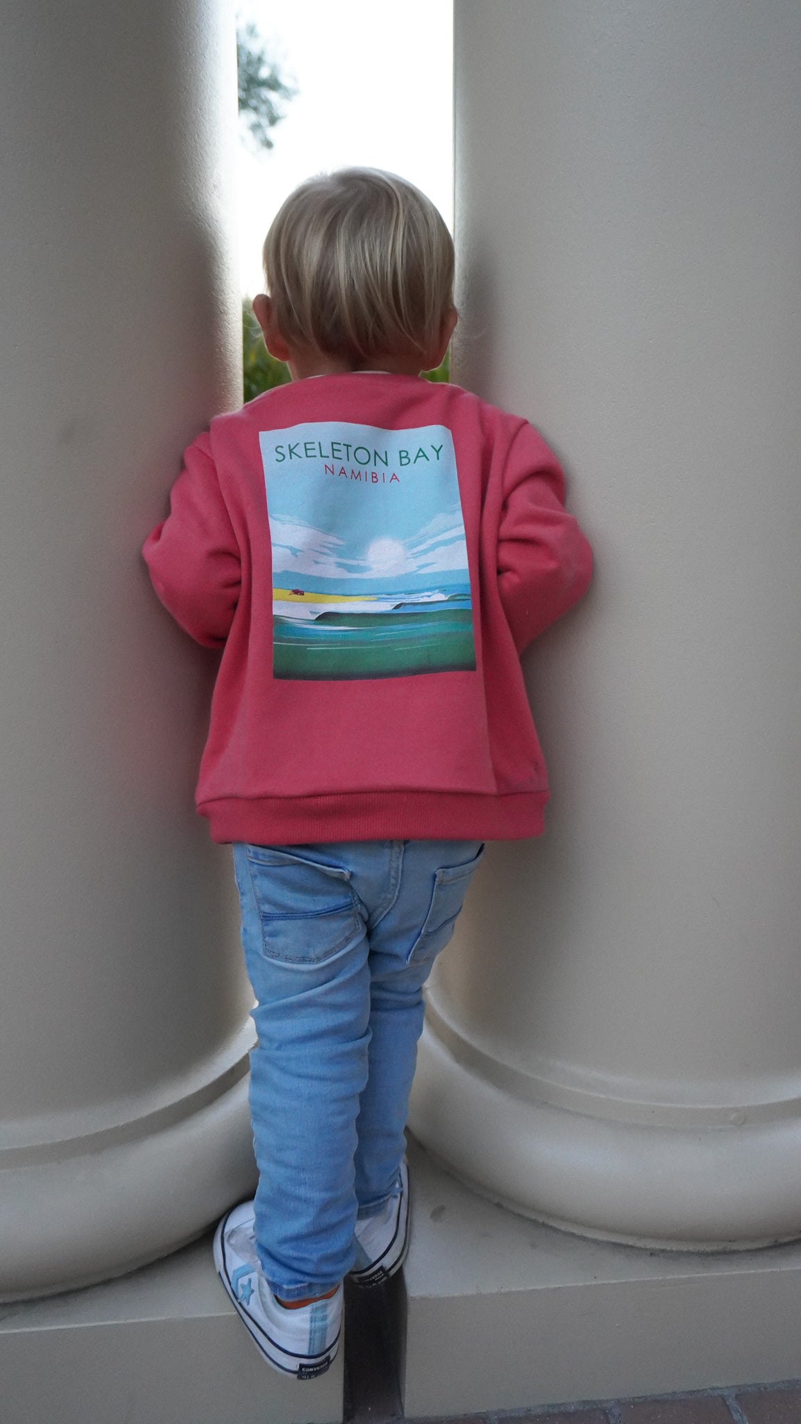 Skeleton Bay Sweatshirt with kangaroo pocket red- Kids