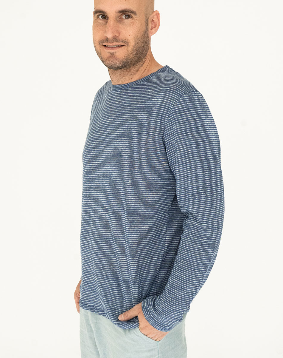 Linen Longsleeve T-Shirt blue - Men