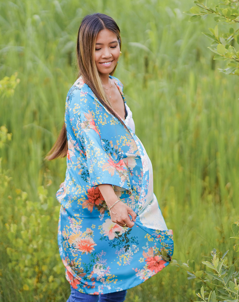 Tropical Zero Waste Kimono turquoise - Women