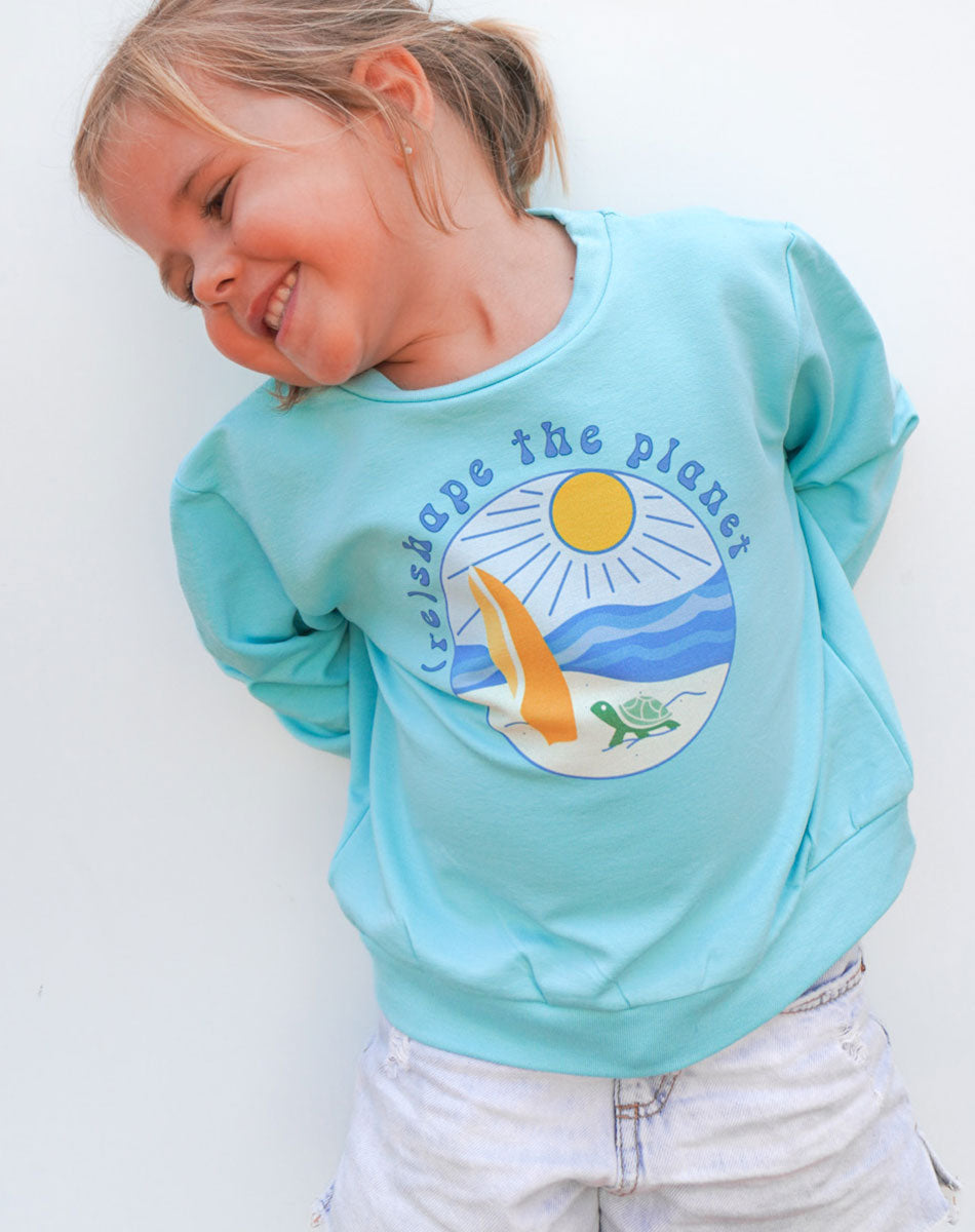 Turtle Surf Sweatshirt blue - Kids