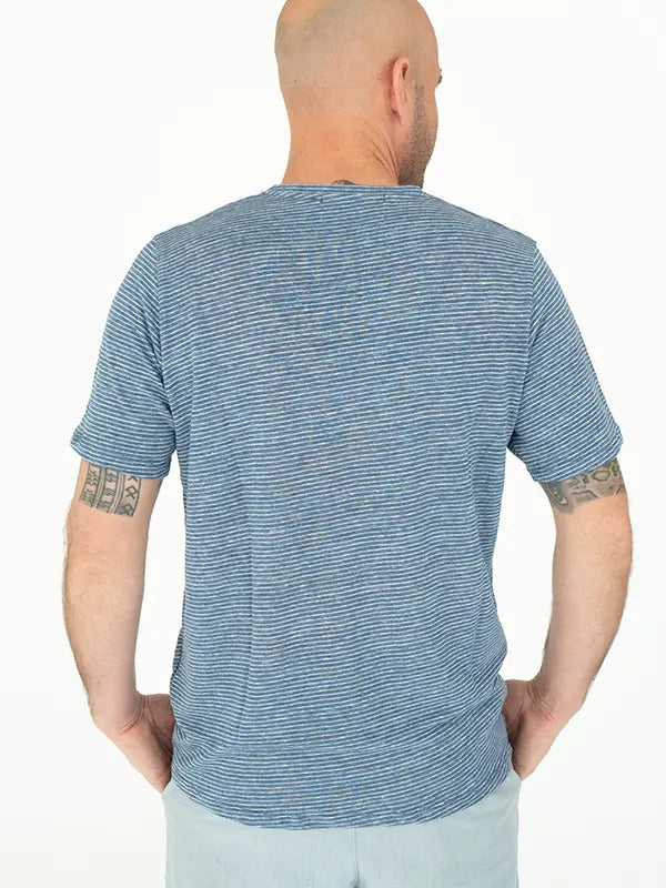 Olona Men's Blue Linen T-shirt